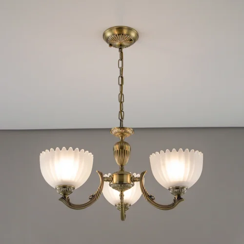 Люстра подвесная Севилья CL414133 Citilux белая на 3 лампы, основание бронзовое в стиле классический 