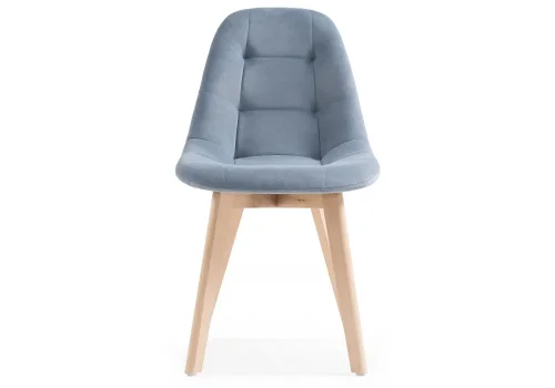 Деревянный стул Filip blue / wood 15102 Woodville, синий/велюр, ножки/массив бука дерево/натуральный, размеры - ****460*530 фото 2