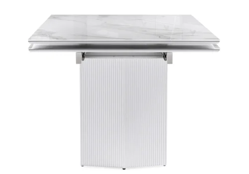 Стеклянный стол Монерон 200(260)х100х77 белый мрамор / белый 553541 Woodville столешница белая из стекло мдф фото 4