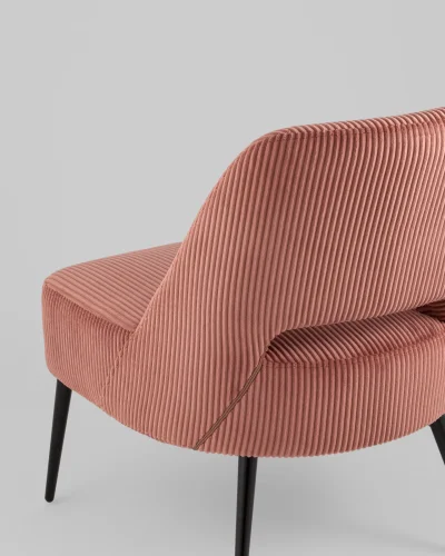 Кресло лаунж Бостон велюр рельефный коралловый УТ000039983 Stool Group, розовый/велюр, ножки/металл/чёрный, размеры - **600**730*мм фото 5