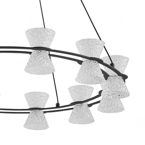 Люстра подвесная LED Vinora 8341/42L Lumion прозрачная на 1 лампу, основание чёрное в стиле минимализм современный хай-тек кольца фото 6