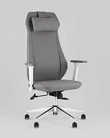 Кресло руководителя TopChairs Trophey, серый УТ000040585 Stool Group, серый/экокожа, ножки/пластик/хром, размеры - 1200*1280***650*570