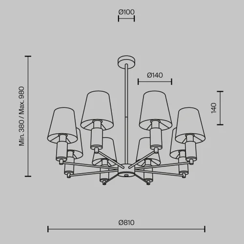 Люстра на штанге Lira MOD483PL-08BS Maytoni белая на 8 ламп, основание латунь в стиле современный фото 5