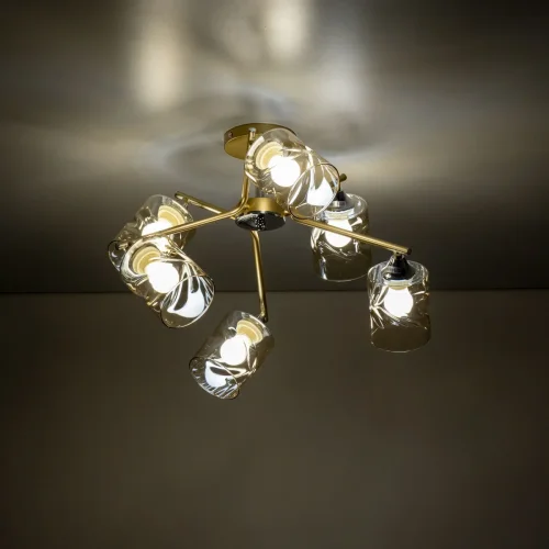 Люстра потолочная Клод CL137162 Citilux янтарная на 6 ламп, основание золотое в стиле современный  фото 3