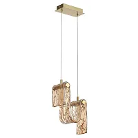 Светильник подвесной LED Flow 5105/11L Odeon Light янтарный на 1 лампу, основание золотое в стиле современный арт-деко 