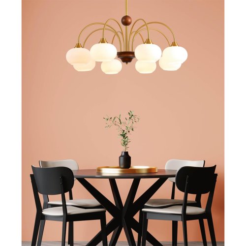 Люстра на штанге Larina 8323/5C Lumion белая на 5 ламп, основание латунь в стиле классический фото 3