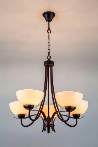 Люстра подвесная 170/5PU Escada белая на 5 ламп, основание бронзовое в стиле современный  фото 4