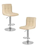 Стул барный набор 2 шт. SET-2 5006-LM CANDY, цвет сиденья кремовый, цвет основания хром Dobrin, /экокожа, ножки/металл/хром, размеры - 950*1160***460*520