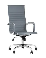 Кресло руководителя TopChairs City, серое УТ000001512 Stool Group, серый/экокожа, ножки/металл/хром, размеры - ****520*660