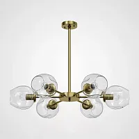 Люстра на штанге MARINE B 6 Gold/Transparent 189680-26 ImperiumLoft прозрачная на 6 ламп, основание золотое в стиле скандинавский 