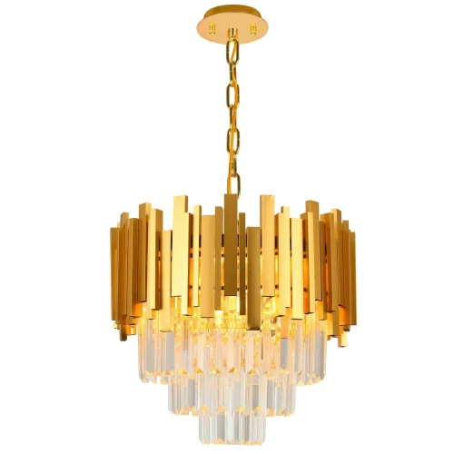 Люстра подвесная VERTIGO 81440/6C GOLD Natali Kovaltseva прозрачная золотая на 6 ламп, основание золотое в стиле классический 