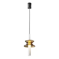 Светильник подвесной Sound Wave MOD255PL-01B3 Maytoni белый янтарный 1 лампа, основание чёрное в стиле современный трубочки
