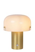 Настольная лампа Timon 05538/01/02 Lucide белая 1 лампа, основание матовое золото латунь металл в стиле кантри 