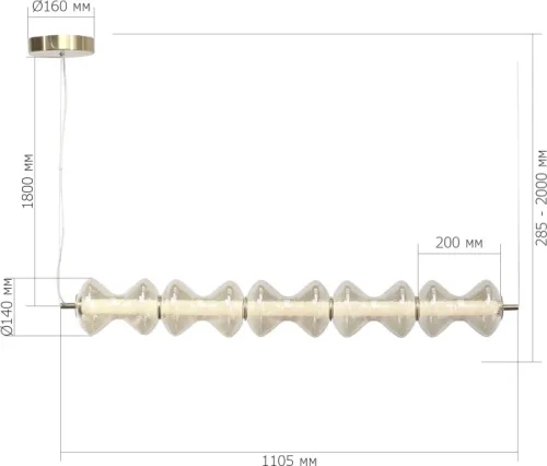 Светильник подвесной LED Spine SL6136.243.01 ST-Luce янтарный на 1 лампу, основание золотое в стиле современный линейный фото 3