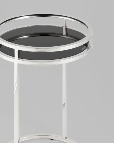 Журнальный столик Гестия 41*60 , стекло черное, сталь серебро УТ000039401 Stool Group столешница чёрная из стекло фото 2