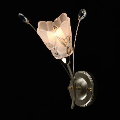 Бра Подснежник 294026301 MW-Light белый на 1 лампа, основание золотое матовое золото в стиле флористика  фото 2