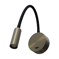 Бра с выключателем LED Omega 200431 Lightstar бронзовый на 1 лампу, основание бронзовое в стиле минимализм хай-тек современный гибкая ножка для чтения