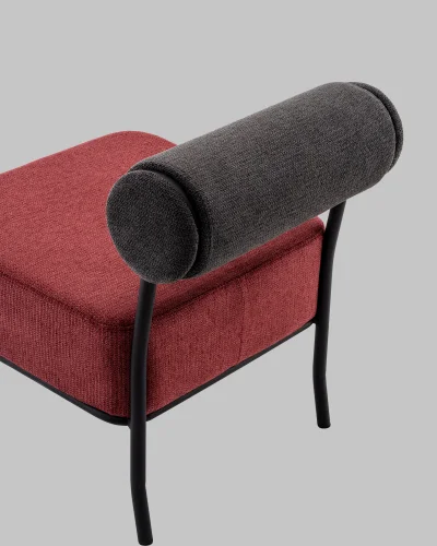 Кресло Ponpoun, тёмно-серый, бордо УТ000040473 Stool Group, бордовый/шенилл, ножки/металл/чёрный, размеры - *710***610*710мм фото 7