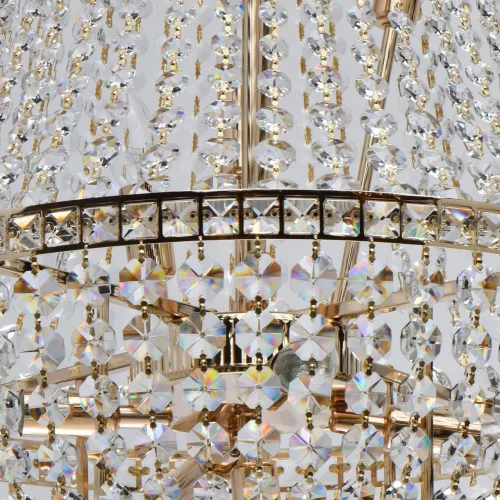 Люстра подвесная хрустальная Патриция 447011509 MW-Light прозрачная на 9 ламп, основание золотое в стиле классический  фото 4