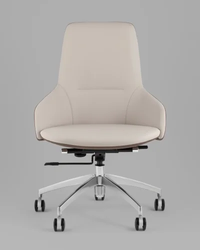 Кресло офисное TopChairs Soulo, бежевый, коричневый УТ000039419 Stool Group, бежевый/экокожа, ножки/металл/хром, размеры - *1005**** фото 2
