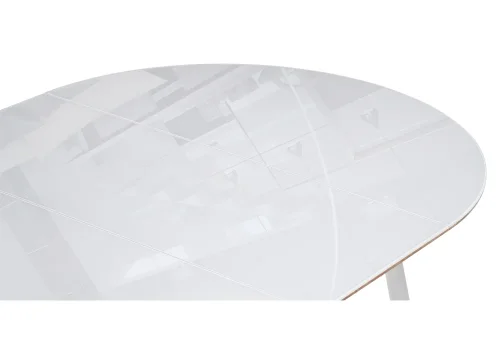 Стеклянный стол Абилин 100(140)х76 ультра белое стекло / дуб вотан / белый матовый 516545 Woodville столешница белая из стекло фото 6