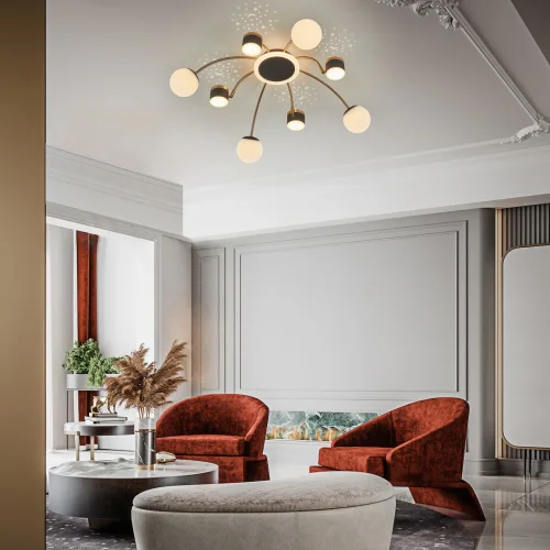 Люстра потолочная LED Ferrara-71040 271040/8 BK/GD Arte Milano белая на 1 лампу, основание чёрное в стиле современный хай-тек фото 10