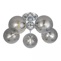 Люстра потолочная Томми CL102150 Citilux серая на 5 ламп, основание хром в стиле современный шар