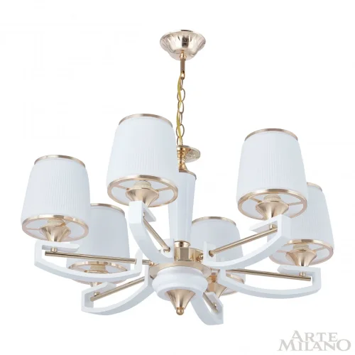 Люстра подвесная Florentia-2457 302457/6 Wh/Gd Arte Milano белая на 6 ламп, основание золотое в стиле современный арт-деко фото 4