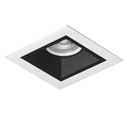 Светильник точечный Domino D51607WMOD Lightstar белый чёрный на 1 лампу, основание чёрное белое в стиле современный квадратный