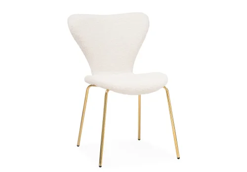 Стул на металлокаркасе Solo white / gold 15598 Woodville, белый/букле, ножки/металл/золотой, размеры - ****520*550 фото 2