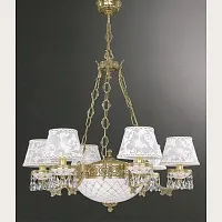 Люстра подвесная  L 7130/6+2 Reccagni Angelo белая на 8 ламп, основание золотое в стиле классический 