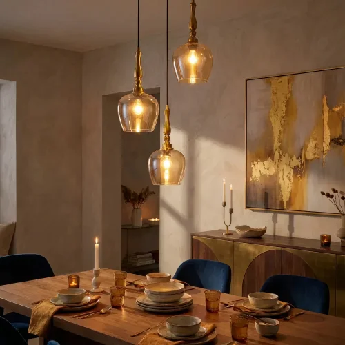 Светильник подвесной Nort CL475012 Citilux янтарный на 3 лампы, основание бронзовое в стиле современный классический каскад фото 4