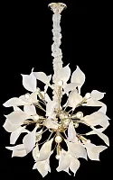 Люстра подвесная Miranda WE123.18.303 Wertmark белая на 18 ламп, основание золотое в стиле флористика современный ветви