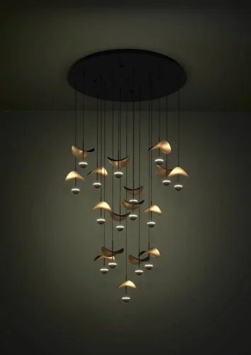 Светильник подвесной LED DIMM Dracera 390341 Eglo чёрный золотой на 17 ламп, основание чёрное в стиле современный флористика каскад фото 2