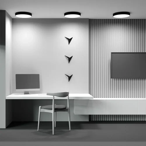 Светильник потолочный LED Zon C032CL-45W4K-RD-B Maytoni белый на 1 лампу, основание чёрное в стиле современный круглый тарелка фото 12