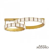Люстра потолочная LED с пультом AM-Venezia 310183/D600-D400 GD Arte Milano прозрачная на 1 лампу, основание золотое в стиле современный с пультом