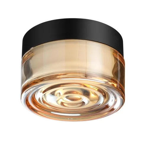 Накладной светильник LED уличный Ronda 7158/6CL Odeon Light уличный IP65 чёрный на 1 лампу, плафон янтарный в стиле хай-тек LED