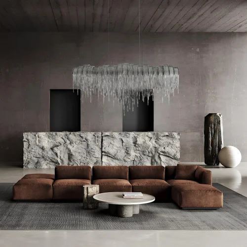 Люстра подвесная Volver 10404/720L SN LOFT IT никель на 5 ламп, основание никель в стиле арт-деко цепочки фото 11