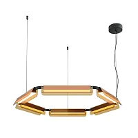 Светильник подвесной LED Flat MOD296PL-L60BC3K Maytoni коричневый на 1 лампу, основание чёрное в стиле хай-тек современный кольца