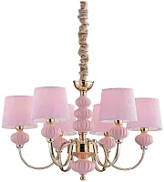 Люстра подвесная Villana WE378.06.373 Wertmark розовая на 6 ламп, основание розовое золотое в стиле классический 