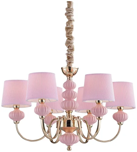 Люстра подвесная Villana WE378.06.373 Wertmark розовая на 6 ламп, основание золотое розовое в стиле классика 
