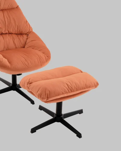 Кресло Оррелл терракотовый с оттоманкой УТ000040110 Stool Group, терракотовый/велюр, ножки/металл/чёрный, размеры - *940****мм фото 5