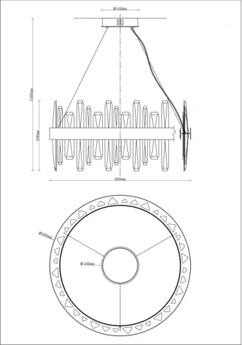 Светильник подвесной LED Emanuel V9080-PL Moderli прозрачный на 1 лампу, основание золотое в стиле современный кольца фото 2