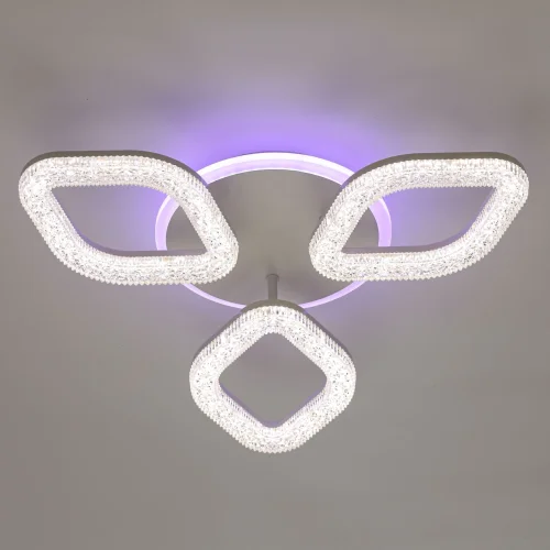 Люстра потолочная LED с пультом Мадлен 424014004 DeMarkt белая на 1 лампа, основание белое в стиле хай-тек с пультом фото 2