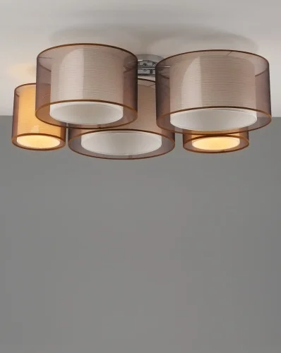 Люстра потолочная Room V10624-5C Moderli белая коричневая на 5 ламп, основание хром в стиле современный  фото 5
