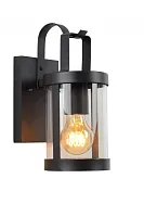 Настенный светильник Lindelo 29825/01/30 Lucide уличный IP23 чёрный 1 лампа, плафон прозрачный в стиле лофт кантри E27