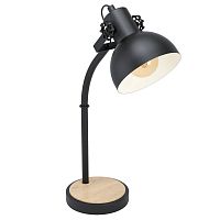 Настольная лампа Lubenham 44058 Eglo чёрная 1 лампа, основание чёрное дерево металл в стиле лофт кантри 