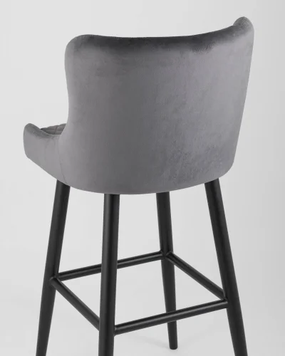 Стул барный Ститч, вельвет серый УТ000001371 Stool Group, серый/вельвет, ножки/металл/чёрный, размеры - ***** фото 7