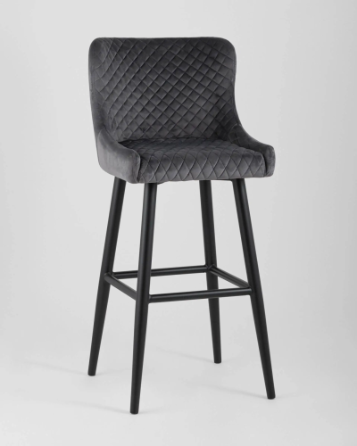 Стул барный Ститч, вельвет серый УТ000001371 Stool Group, серый/вельвет, ножки/металл/чёрный, размеры - *****