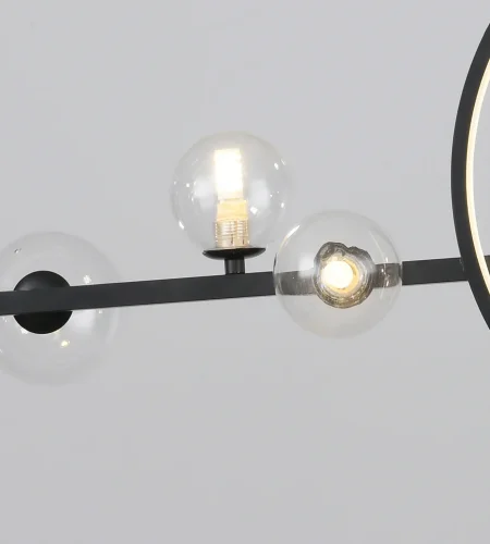 Светильник подвесной Иона 09408-10L,19 Kink Light прозрачный 10 ламп, основание чёрное в стиле современный лофт молекула шар фото 3